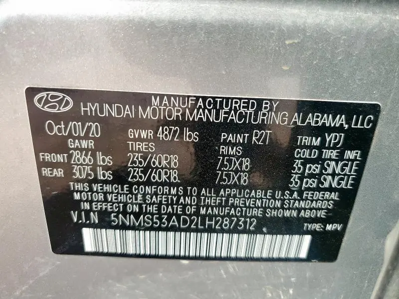 2020 HYUNDAI SANTA FE LIMITED  