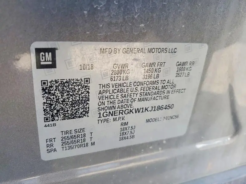 2019 CHEVROLET TRAVERSE LT  