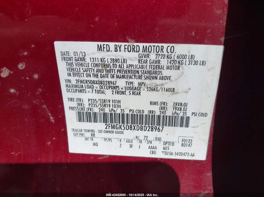 2013 FORD FLEX LIMITED