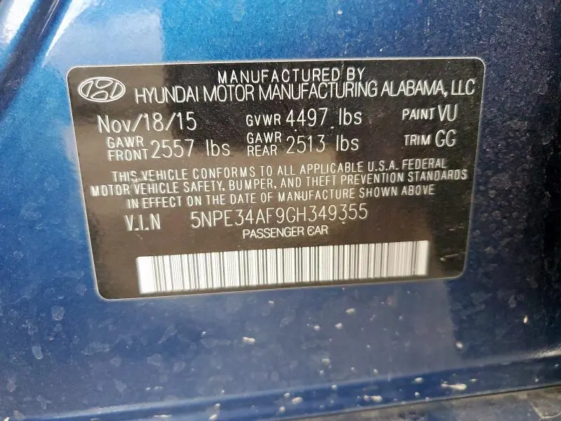 2016 HYUNDAI SONATA SPORT  
