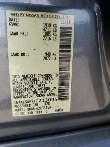 2015 NISSAN ALTIMA 2.5  