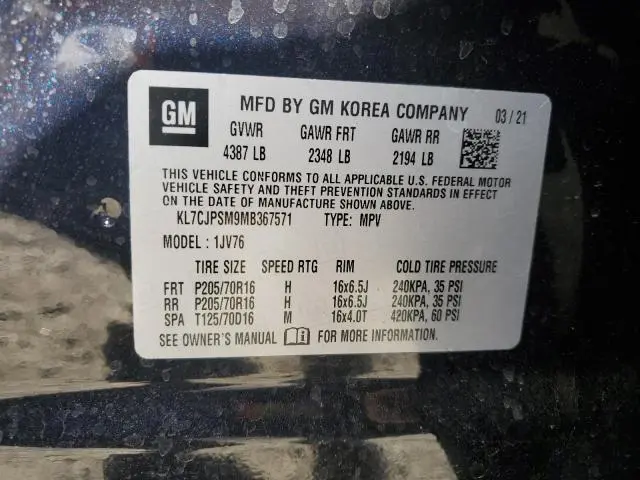 2021 CHEVROLET TRAX 1LT  