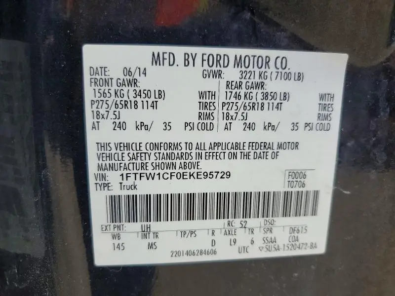 2014 FORD F150 SUPERCREW  