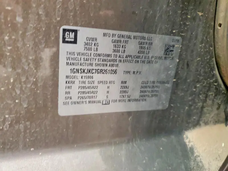 2016 CHEVROLET SUBURBAN K1500 LTZ  