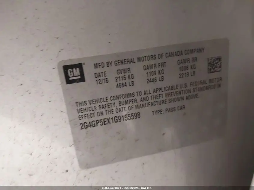 2016 BUICK REGAL TURBO/E-ASSIST PREMIUM I