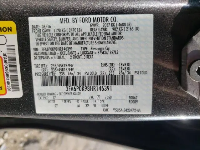 2017 FORD FUSION TITANIUM  