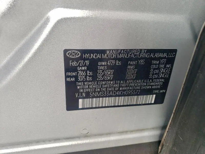2019 HYUNDAI SANTA FE SEL  