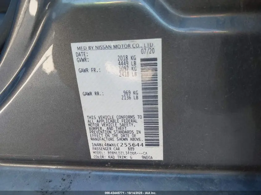 2020 NISSAN ALTIMA S INTELLIGENT AWD