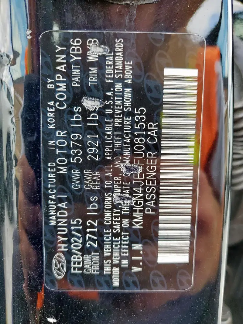 2015 HYUNDAI GENESIS 3.8L  