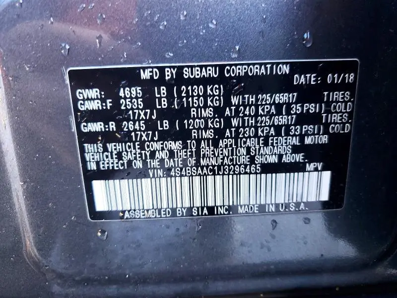 2018 SUBARU OUTBACK   