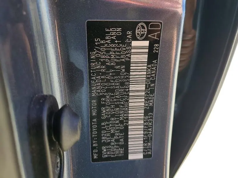 2015 TOYOTA COROLLA L  