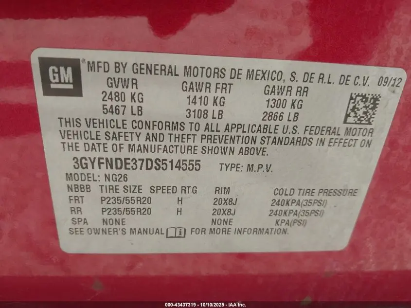 2013 CADILLAC SRX PERFORMANCE COLLECTION