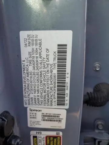 2022 HONDA RIDGELINE BLACK EDITION  