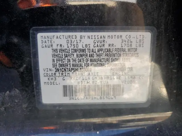 2017 NISSAN VERSA S  