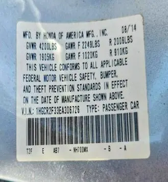 2014 HONDA ACCORD LX  