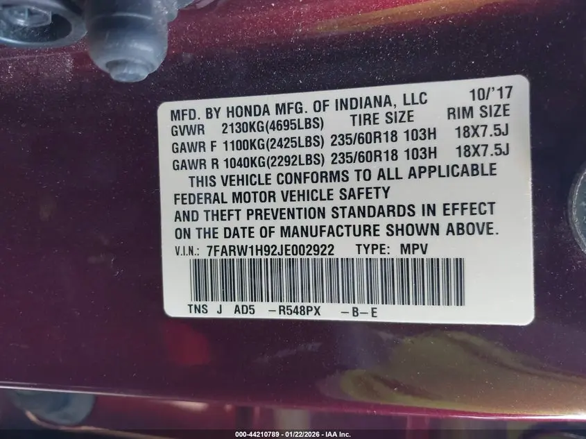 2018 HONDA CR-V TOURING