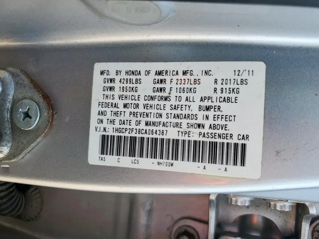 2012 HONDA ACCORD LX  