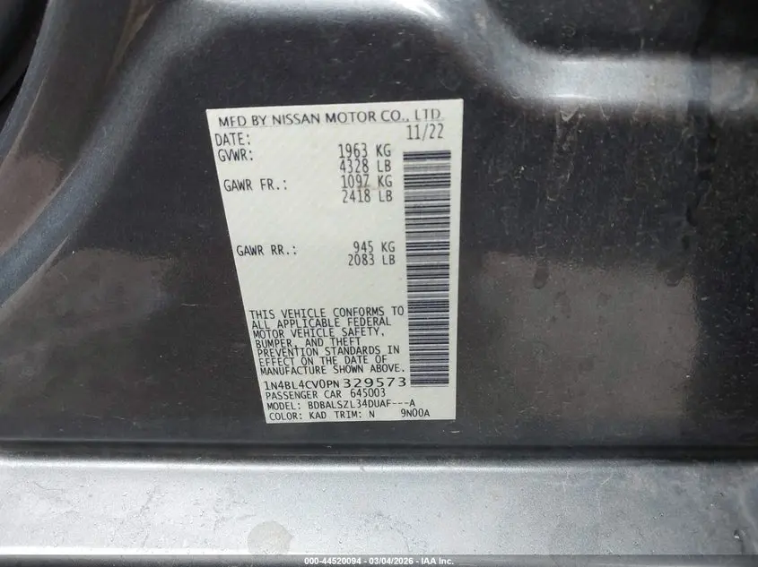 2023 NISSAN ALTIMA SR FWD