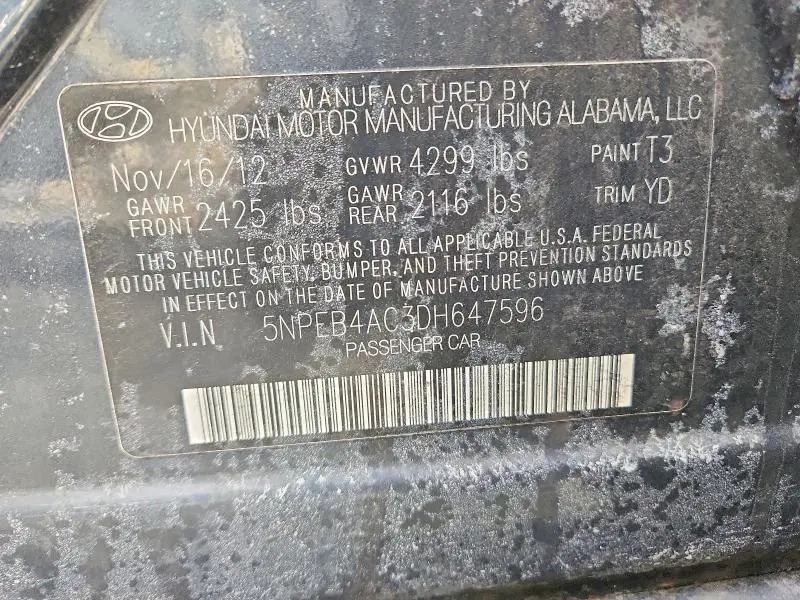 2013 HYUNDAI SONATA GLS  