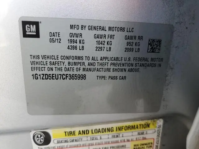 2012 CHEVROLET MALIBU 2LT  