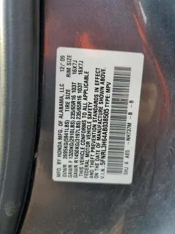 2010 HONDA ODYSSEY EXL  