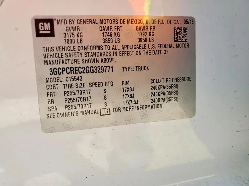 2016 CHEVROLET SILVERADO C1500 LT  