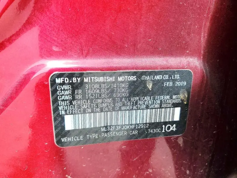 2019 MITSUBISHI MIRAGE G4 ES  