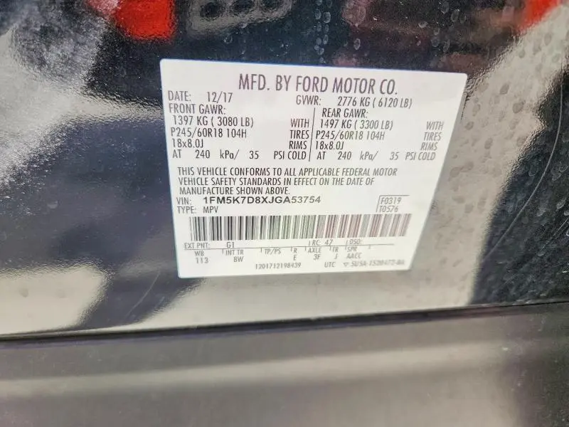 2018 FORD EXPLORER XLT  