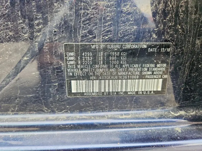 2019 SUBARU IMPREZA LIMITED  