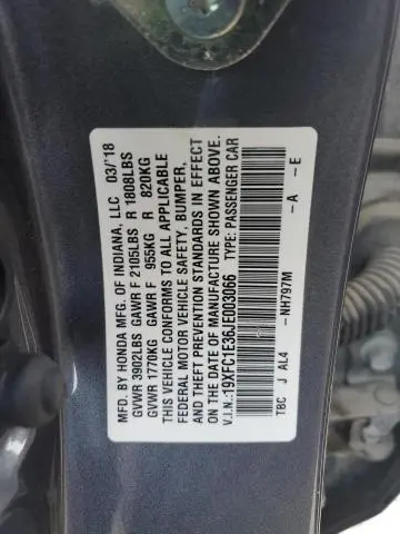 2018 HONDA CIVIC EX  
