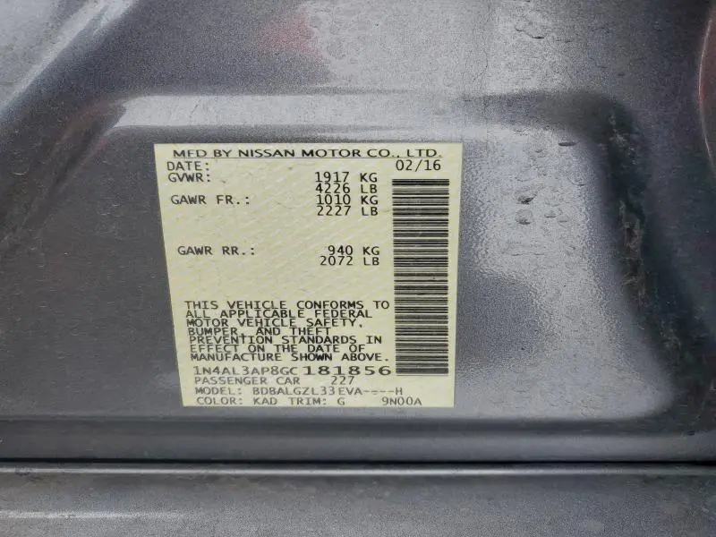 2016 NISSAN ALTIMA 2.5  