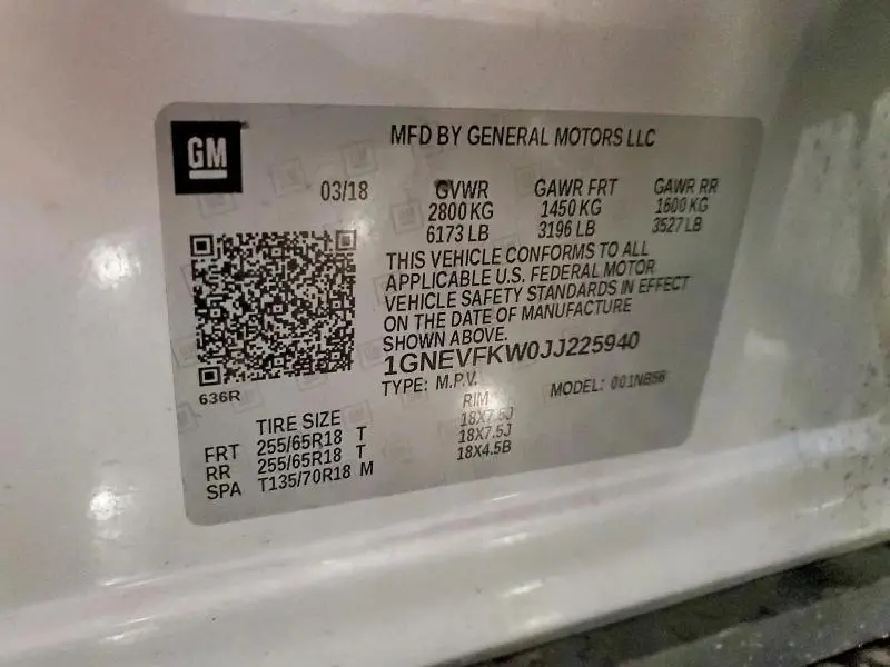 2018 CHEVROLET TRAVERSE LS  