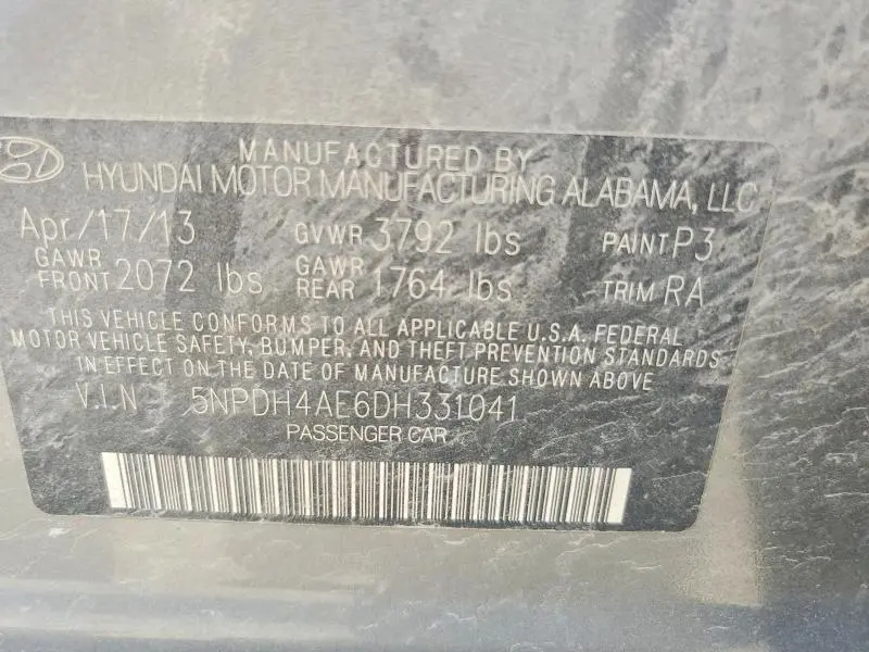 2013 HYUNDAI ELANTRA GLS  