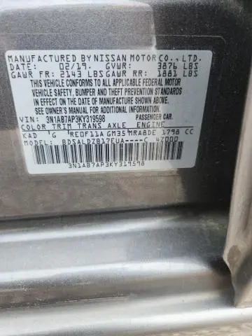 2019 NISSAN SENTRA SV  