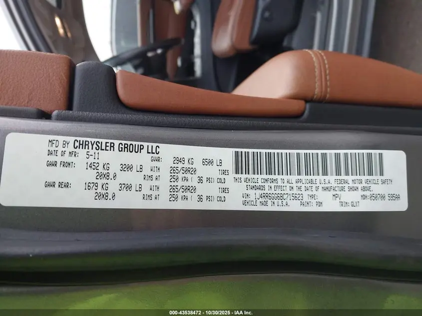 2011 JEEP GRAND CHEROKEE OVERLAND