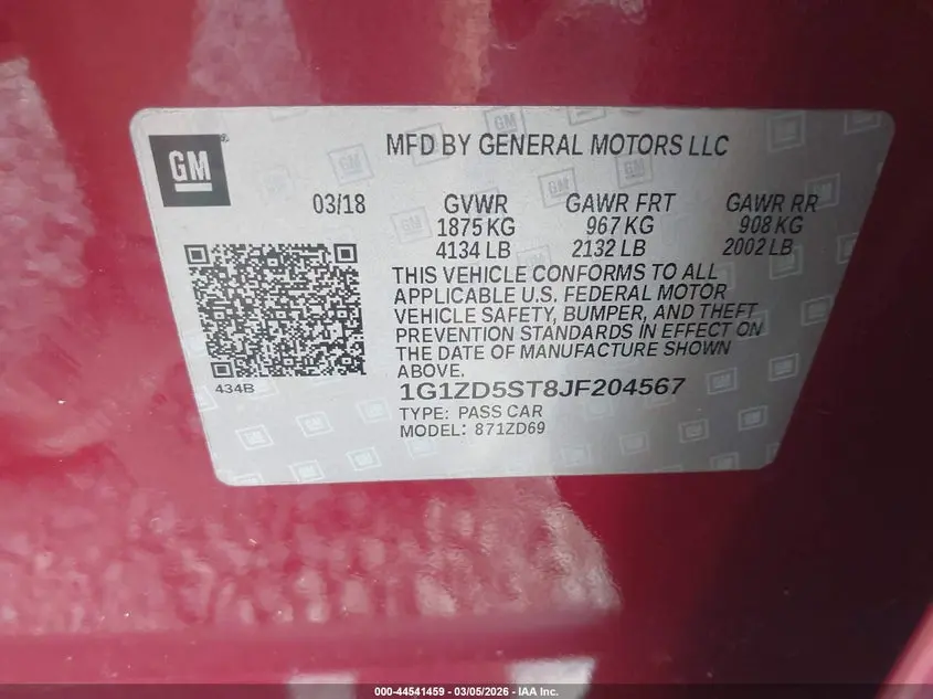 2018 CHEVROLET MALIBU LT