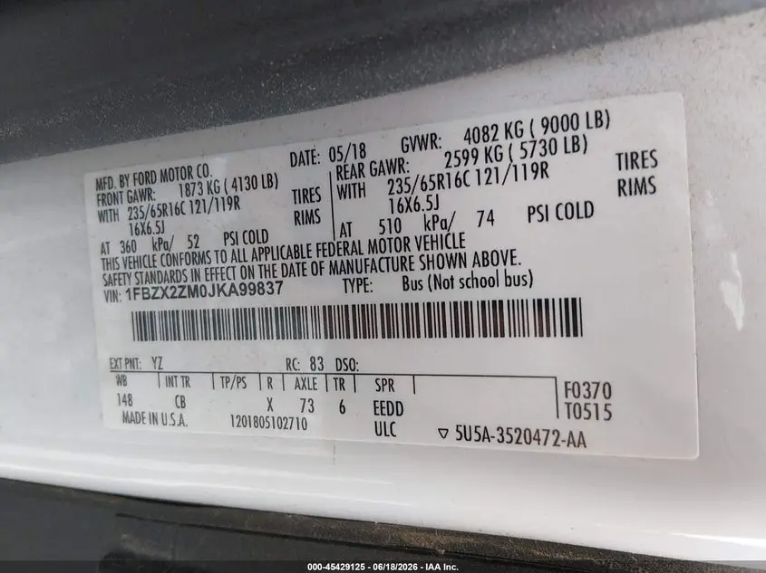 2018 FORD TRANSIT-350 XL/XLT