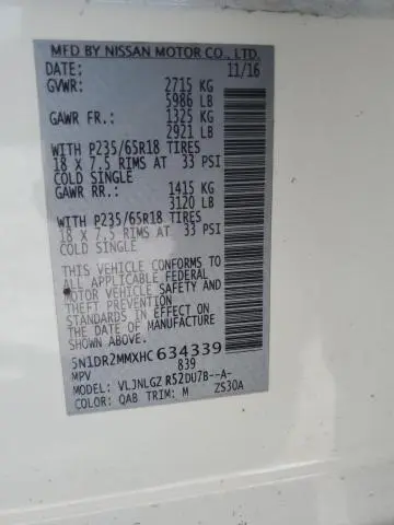 2017 NISSAN PATHFINDER S  