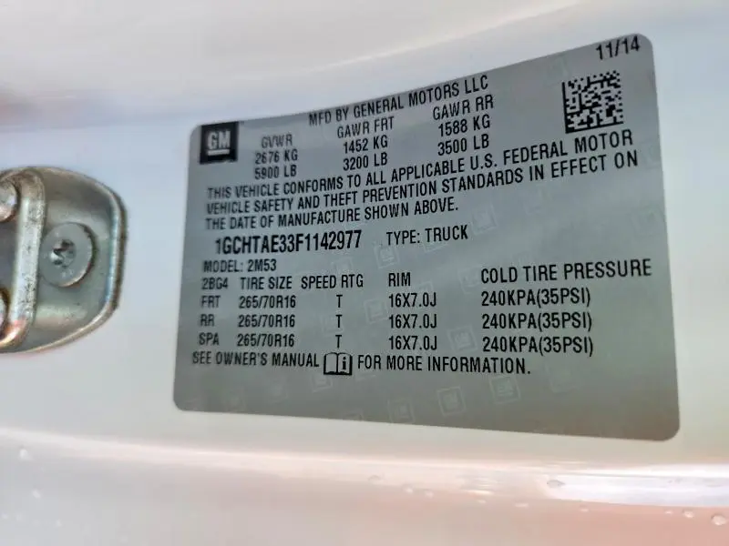 2015 CHEVROLET COLORADO   