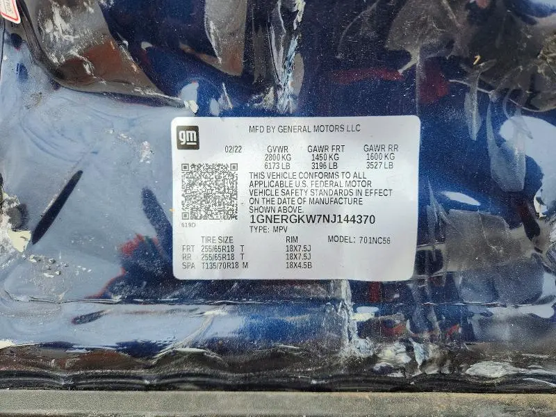 2022 CHEVROLET TRAVERSE LT  