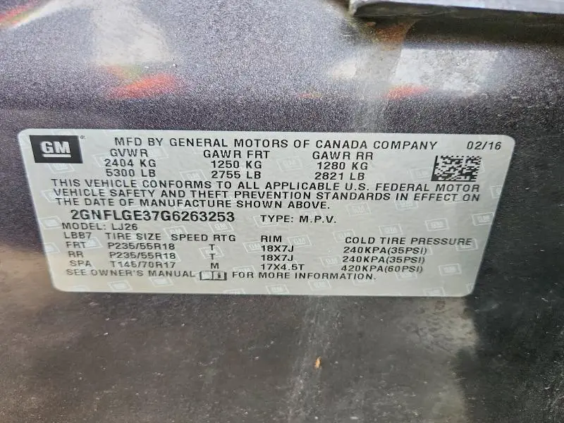 2016 CHEVROLET EQUINOX LTZ  