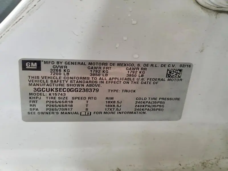 2016 CHEVROLET SILVERADO K1500 LTZ  