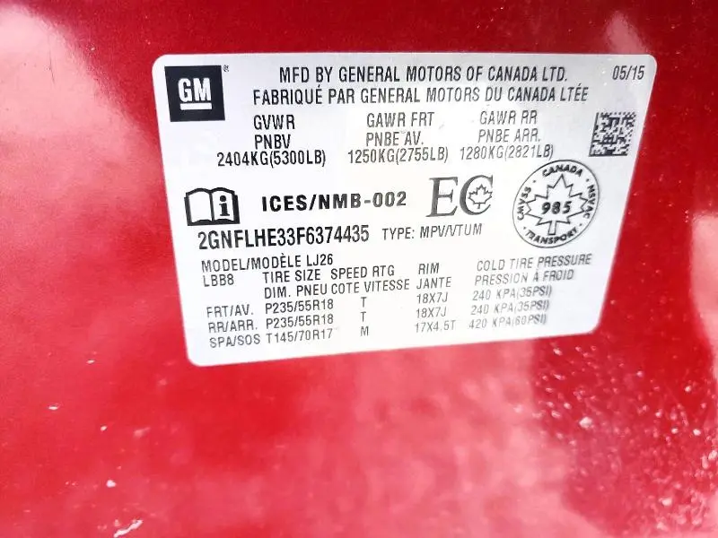 2015 CHEVROLET EQUINOX LTZ  