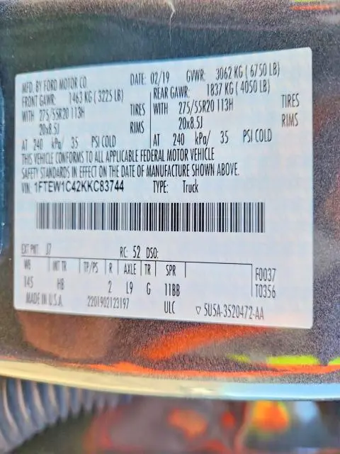 2019 FORD F150 SUPERCREW  