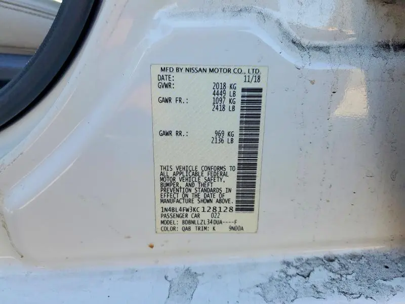 2019 NISSAN ALTIMA PLATINUM  