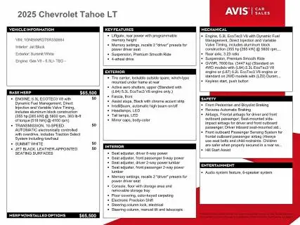 2025 CHEVROLET TAHOE K1500 LT  