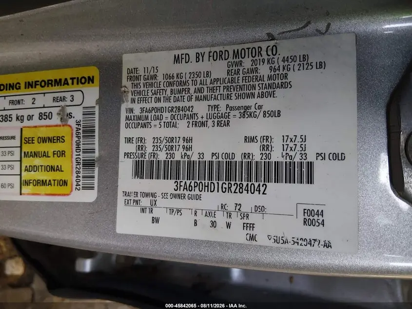 2016 FORD FUSION SE