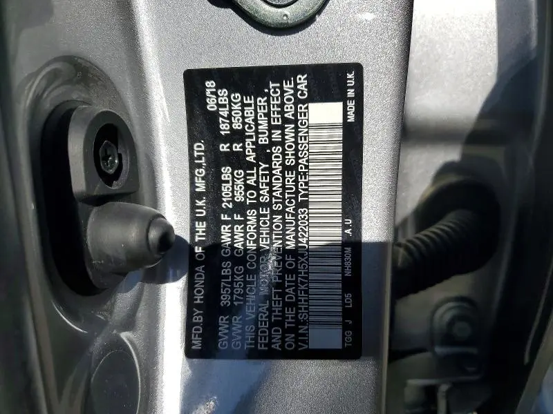 2018 HONDA CIVIC EX  