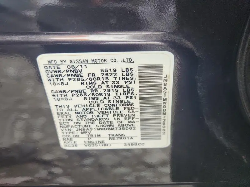2011 INFINITI FX35 BASE  