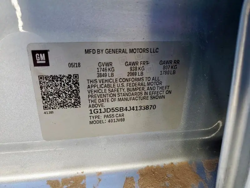 2018 CHEVROLET SONIC LT